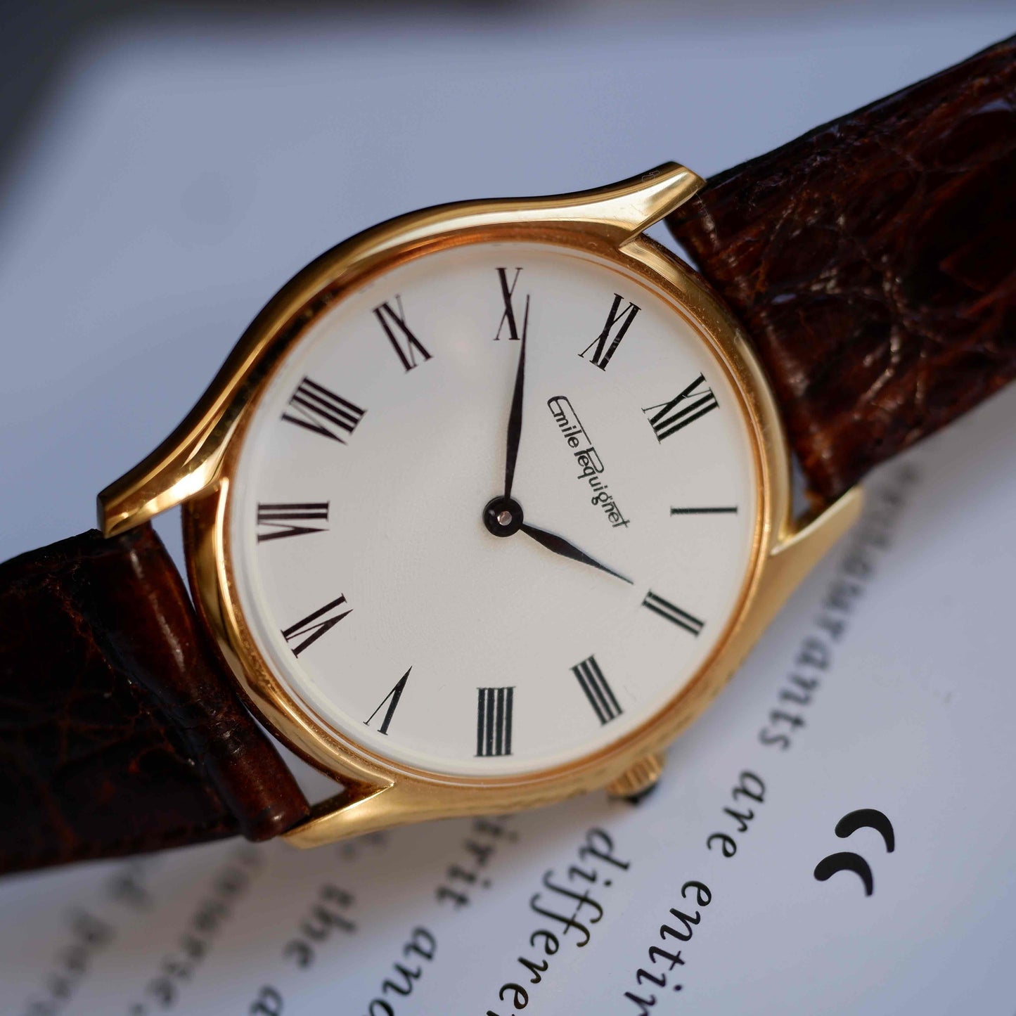 Vintage Emile Pequignet Mechanical 80s Golden Ultra Slim Mint