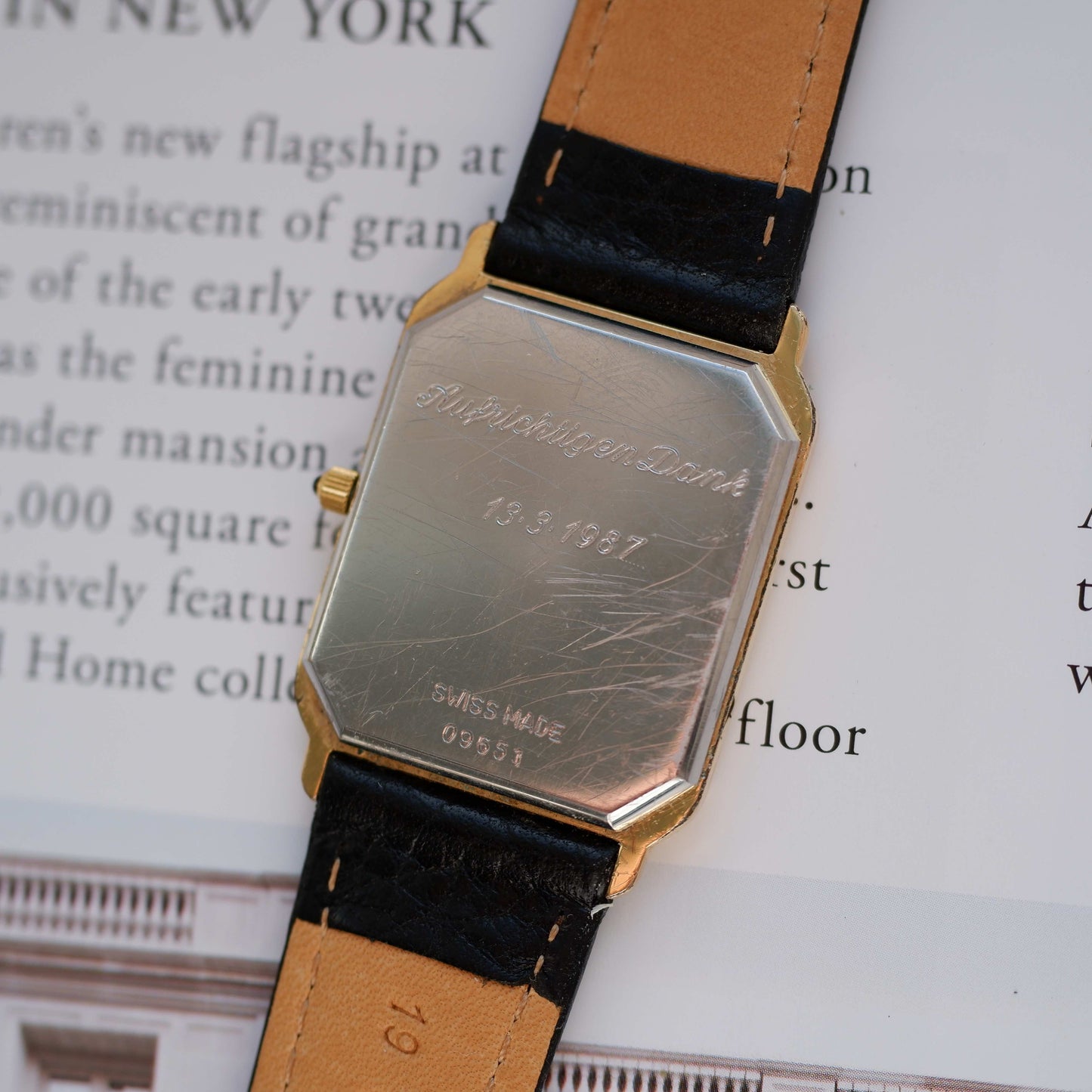 Vintage Maurice Lacroix Tank Watch 80s Gold White Dial and Date Window