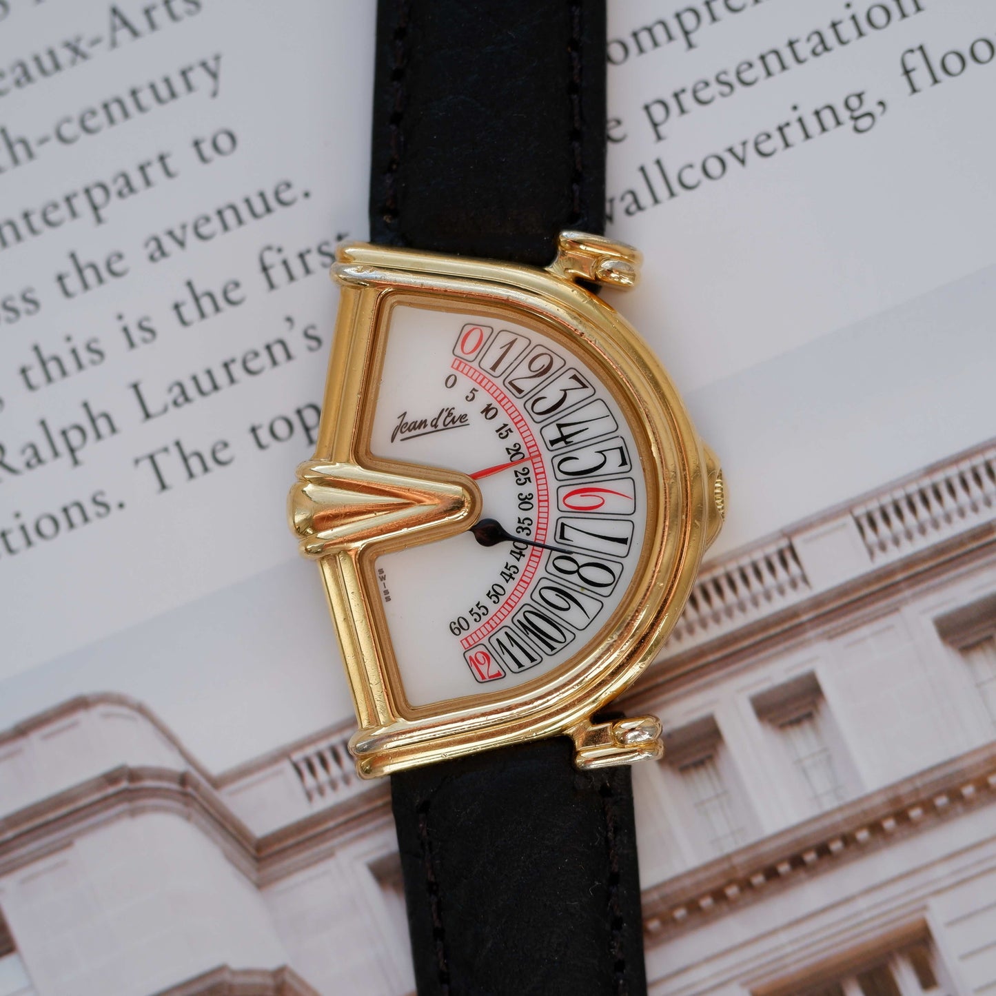 Vintage Jean D'Eve Sectora Watch 80s Gold White Dial