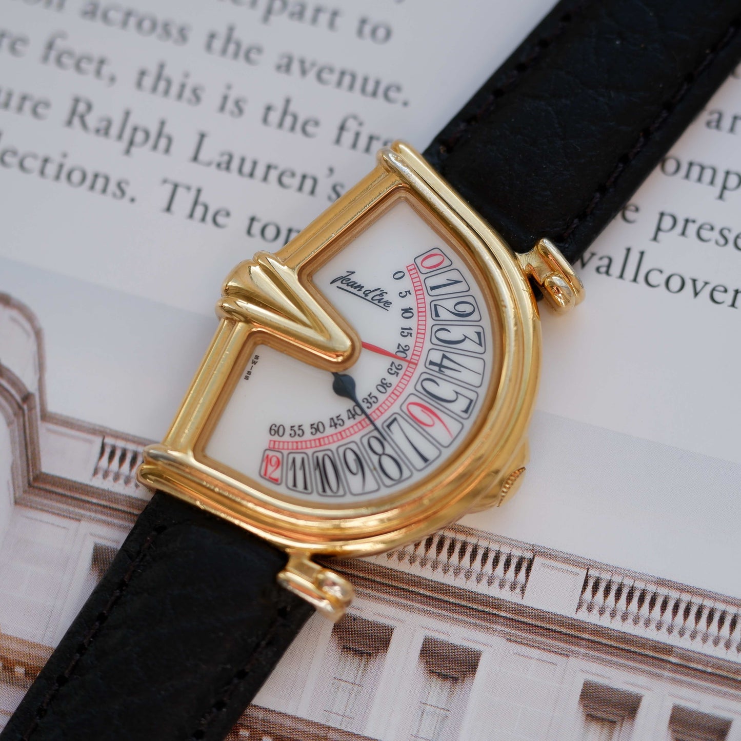 Vintage Jean D'Eve Sectora Watch 80s Gold White Dial