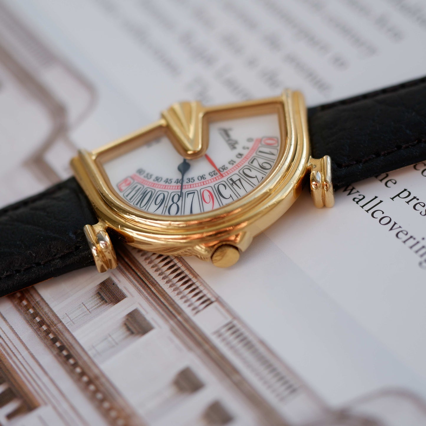 Vintage Jean D'Eve Sectora Watch 80s Gold White Dial