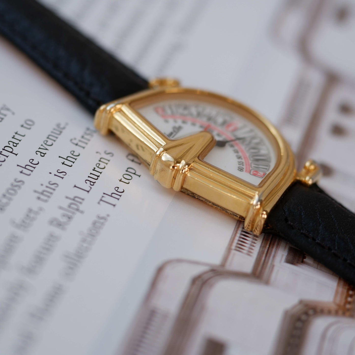 Vintage Jean D'Eve Sectora Watch 80s Gold White Dial