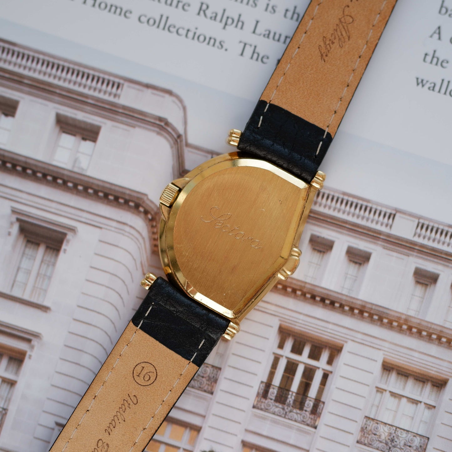 Vintage Jean D'Eve Sectora Watch 80s Gold White Dial