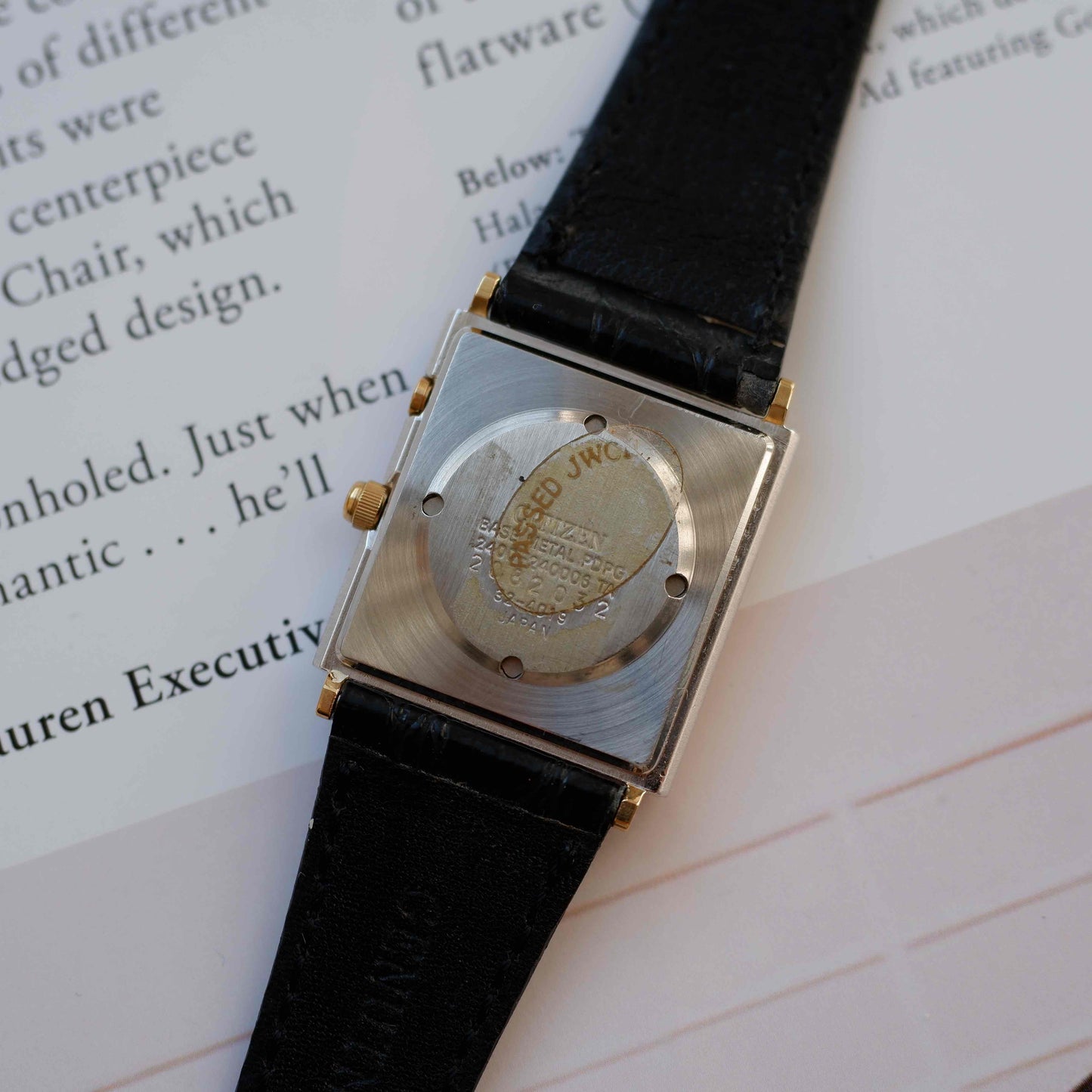 Vintage Citizen Tank Style Alarm Dress Watch 80s Two Tone Quartz NOS