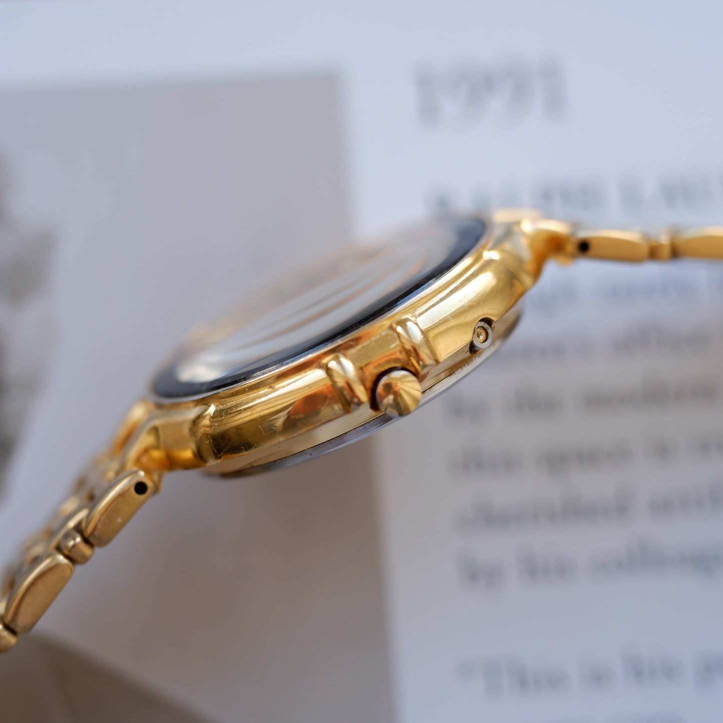 Vintage Citizen Espreme 100 Moon Phase Watch 90s Gold Quartz