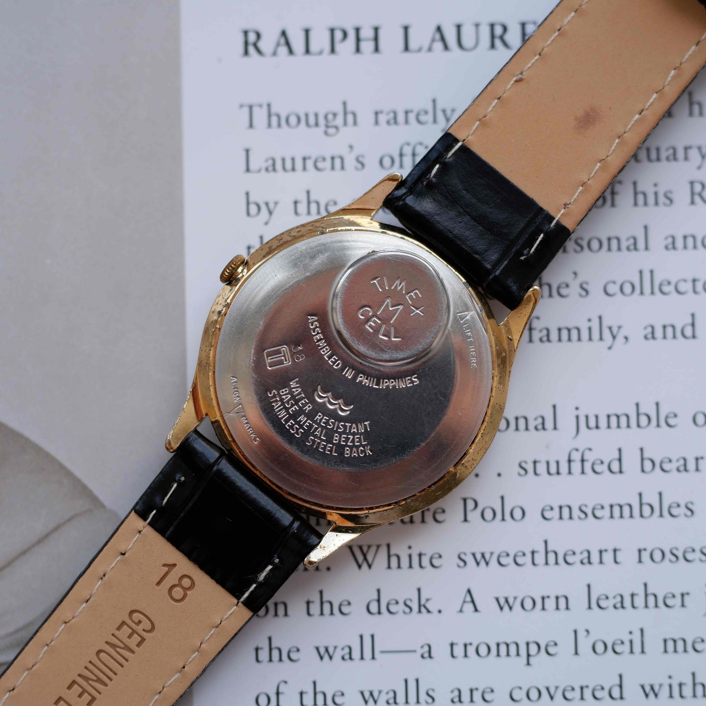 Vintage Timex Moonphase Blue Dial Watch 80s Gold Roman Numerals