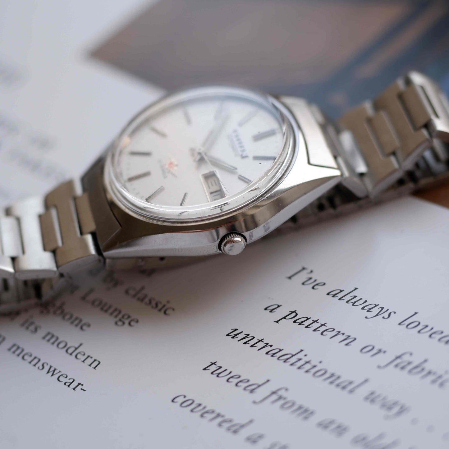 Vintage Citizen Automatic Watch 70s Silver White Dial 21 Jewels Day-Date