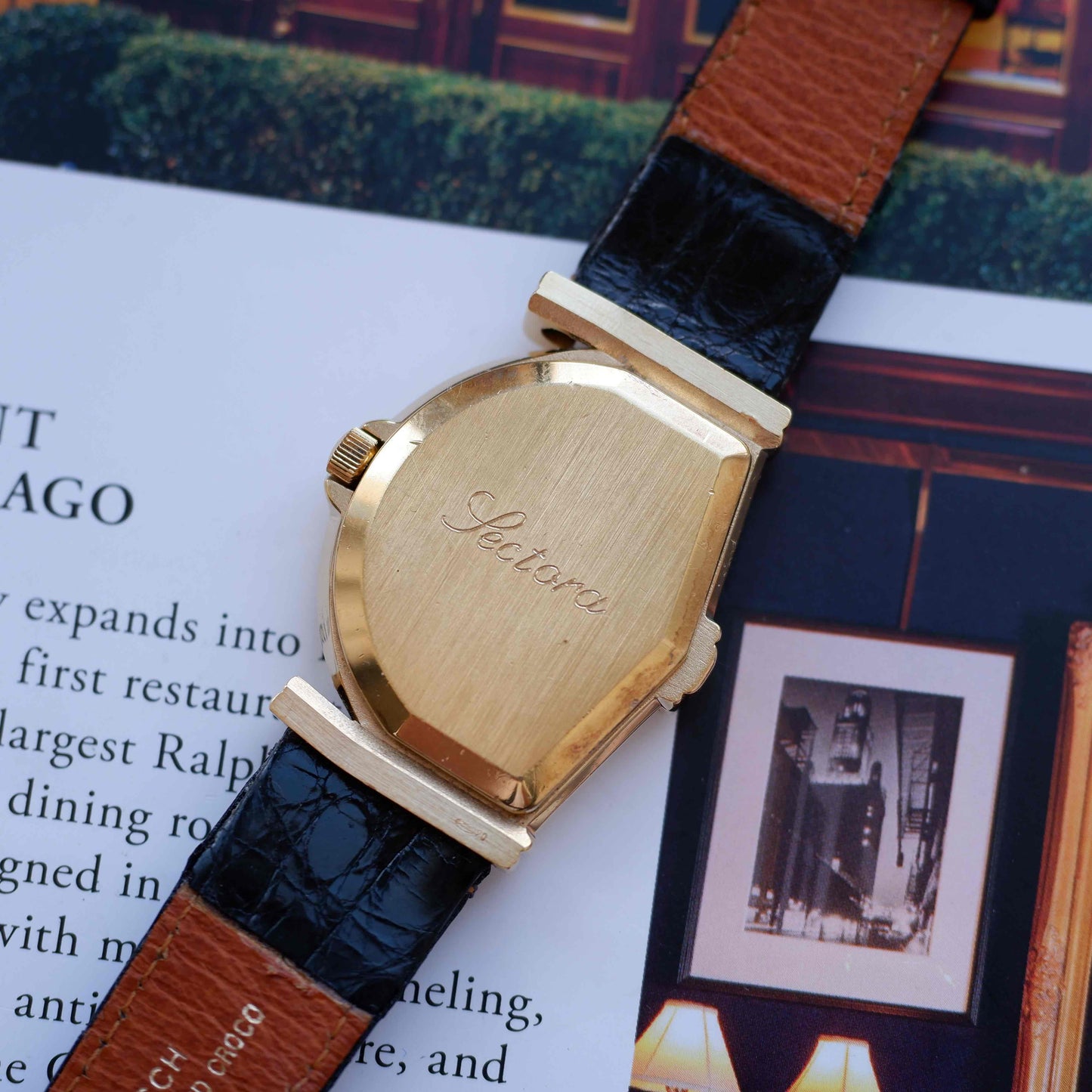 Vintage Jean D'Eve Sectora Watch Art Deco 80s Gold White Dial