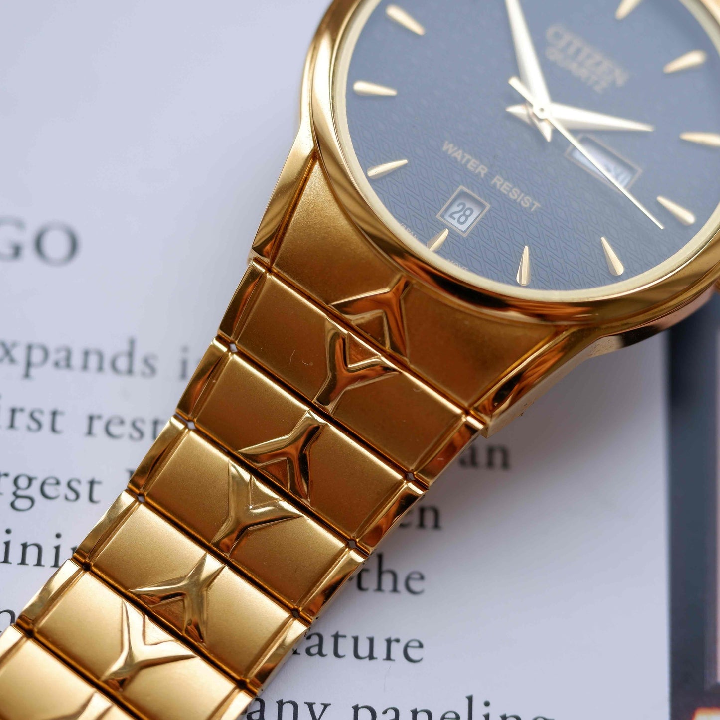 Vintage Citizen Gold Arabic Model Day-Date 80s Textured Dial Mint