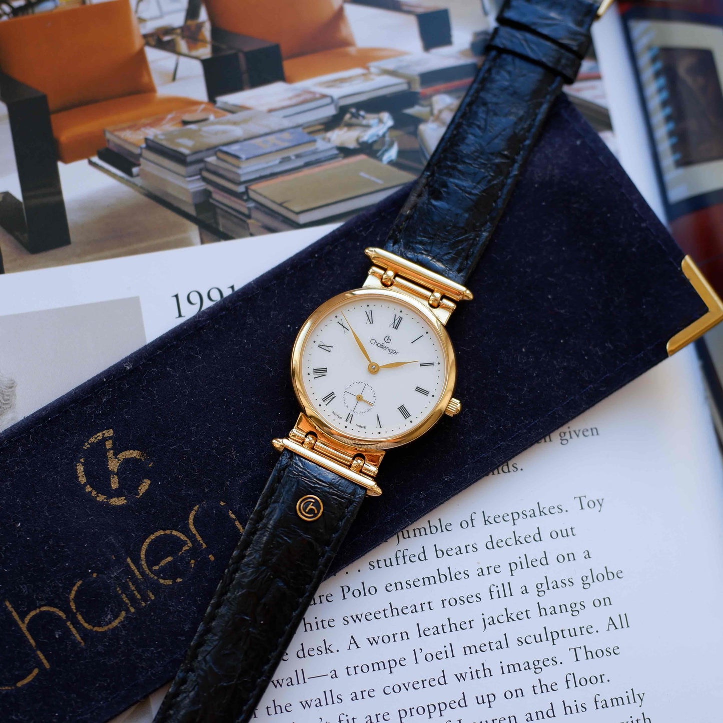 Vintage Challenger 90s White Roman Dial Breguet-Style Mechanical NOS