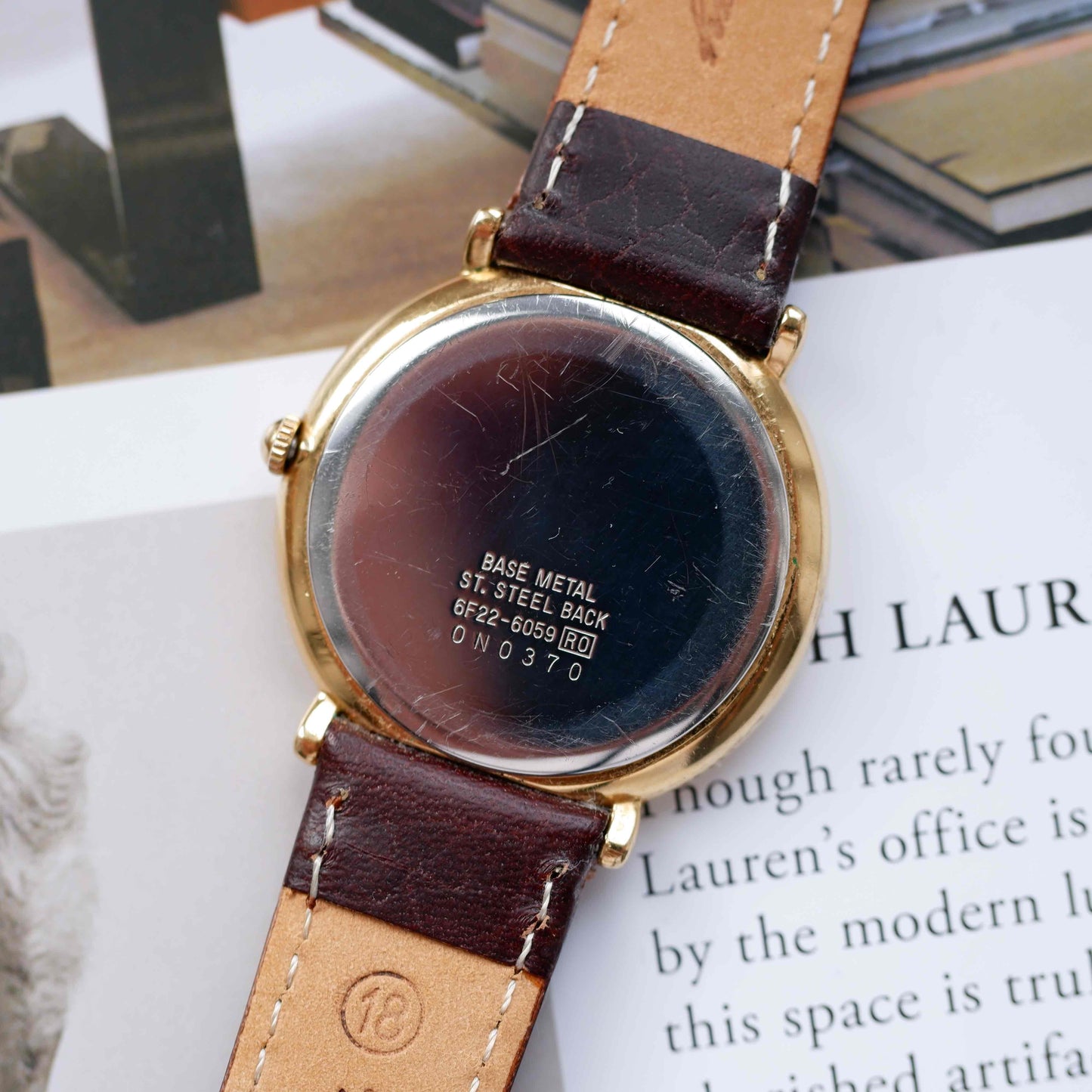 Vintage Seiko Moon Phase Ref.6F22-6059 Dress Watch 80s Gold White Dial Quartz