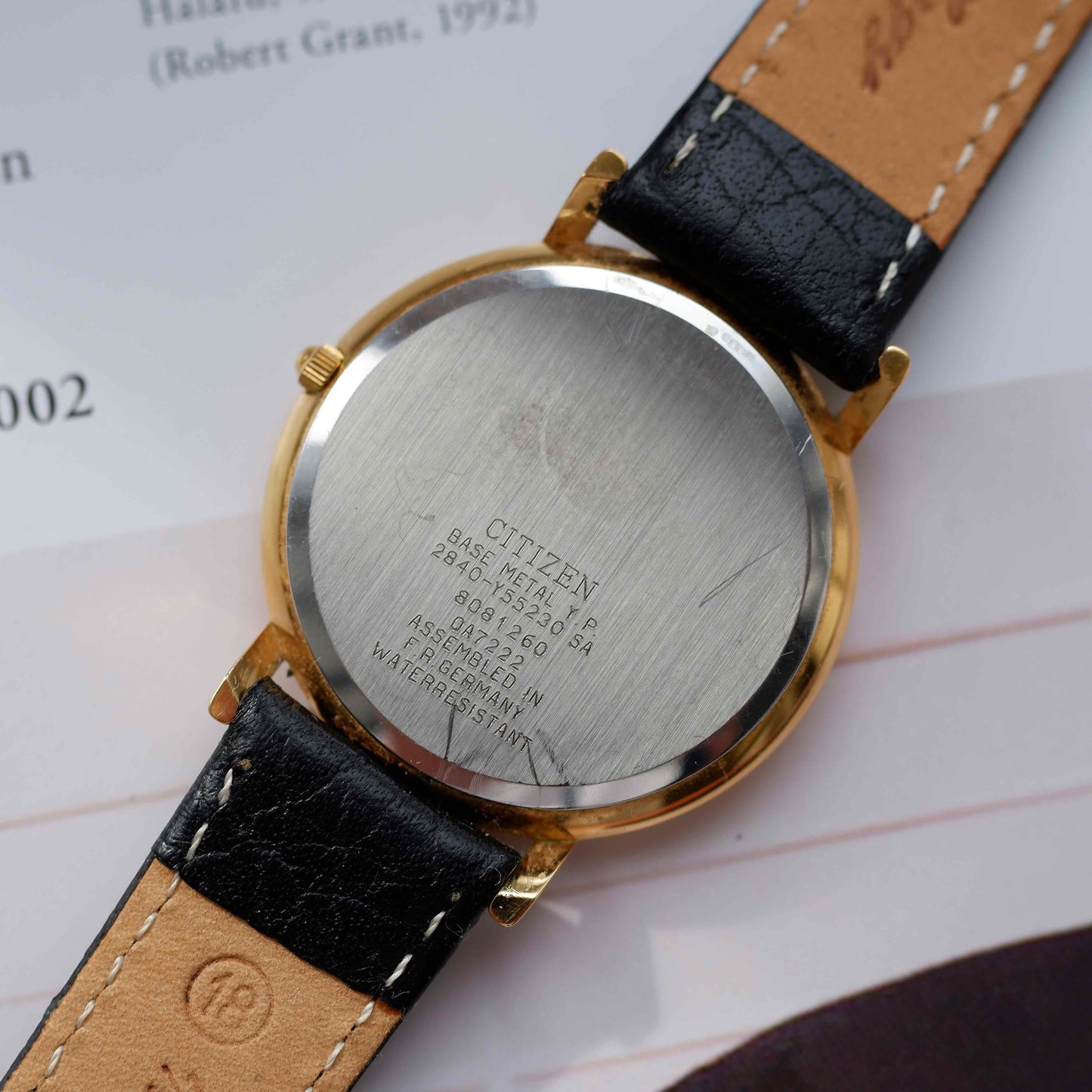 Vintage Citizen World Time Dress Watch 80s Gold White Dial Quartz