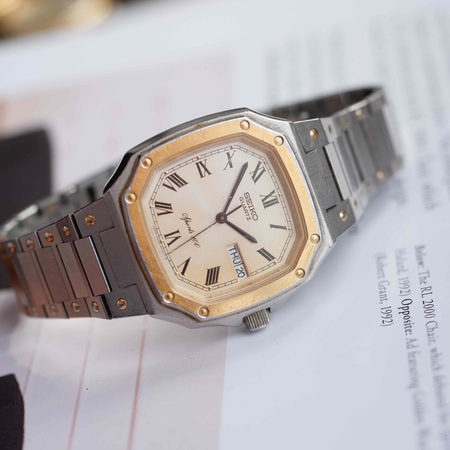 Vintage Seiko Sports 100 Ref. 6423-5030 Day and Date Quartz Two Tone from the 80s