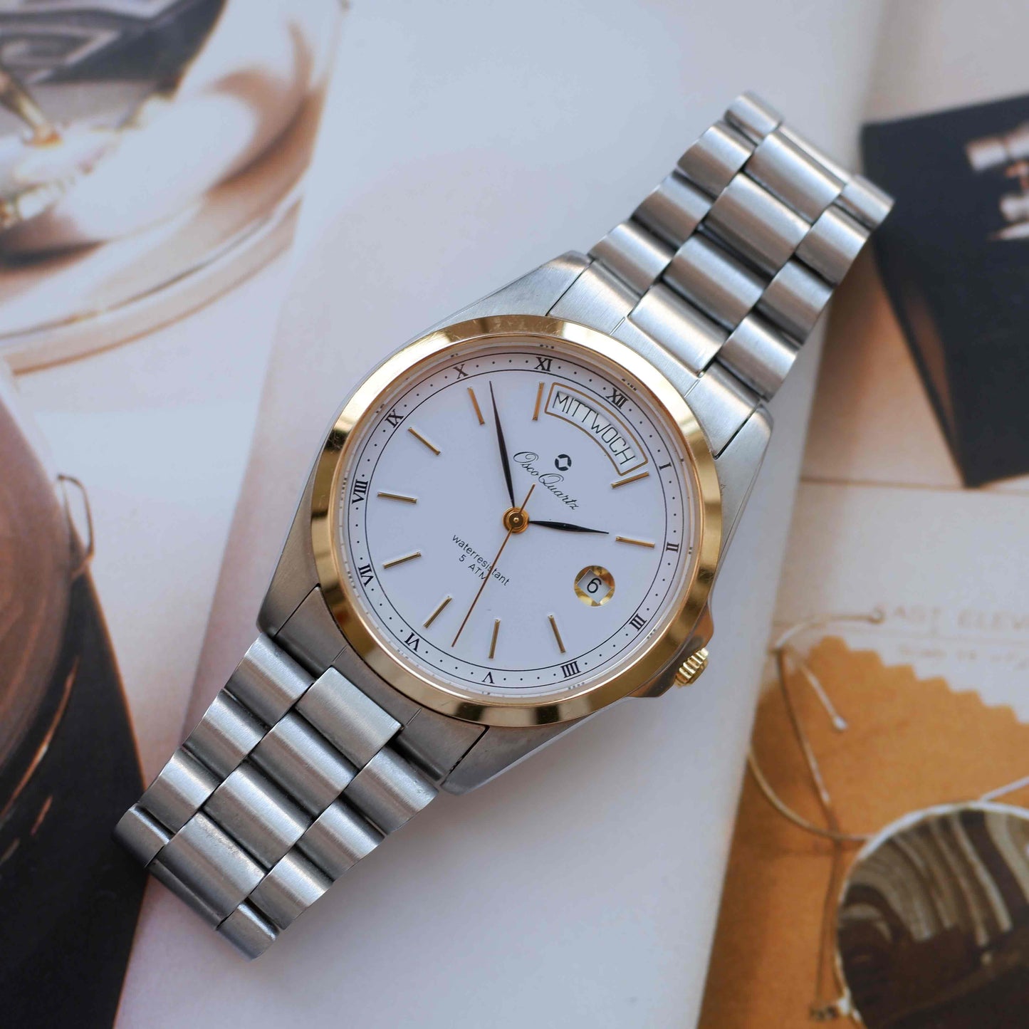 Vintage Osco Day and Date 80s Gold Two Tone Mint