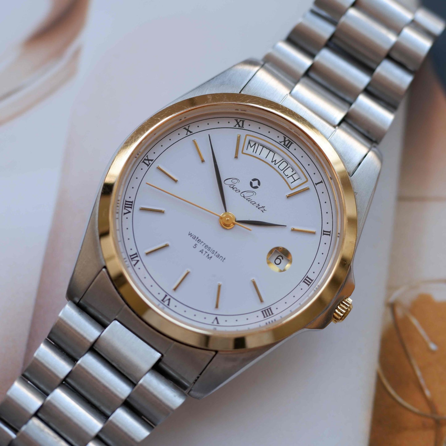 Vintage Osco Day and Date 80s Gold Two Tone Mint