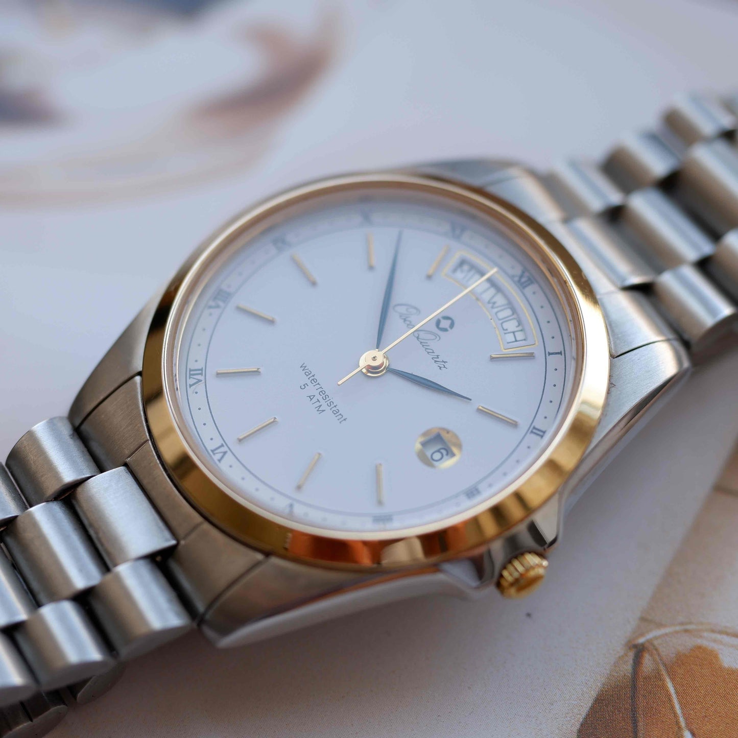 Vintage Osco Day and Date 80s Gold Two Tone Mint