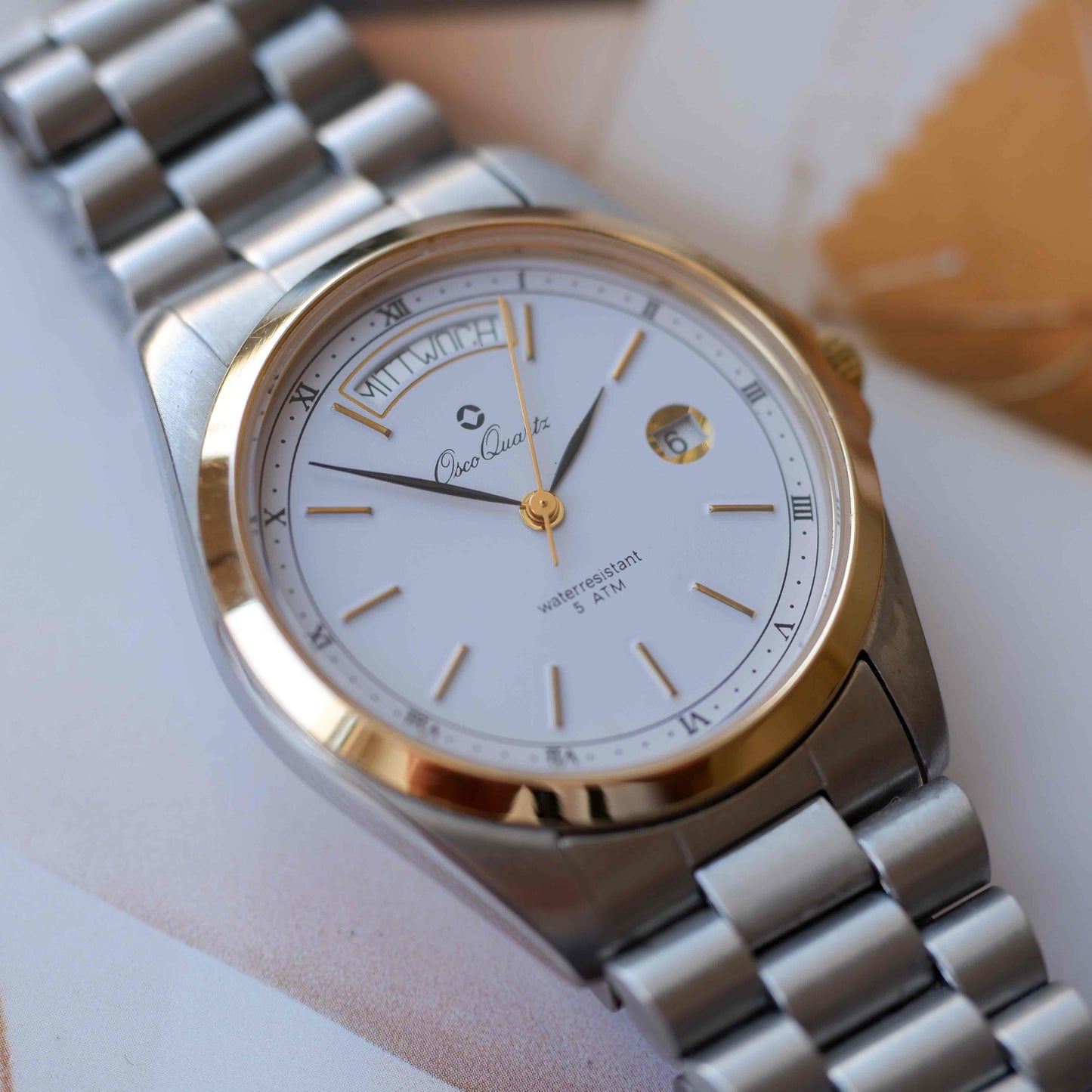 Vintage Osco Day and Date 80s Gold Two Tone Mint
