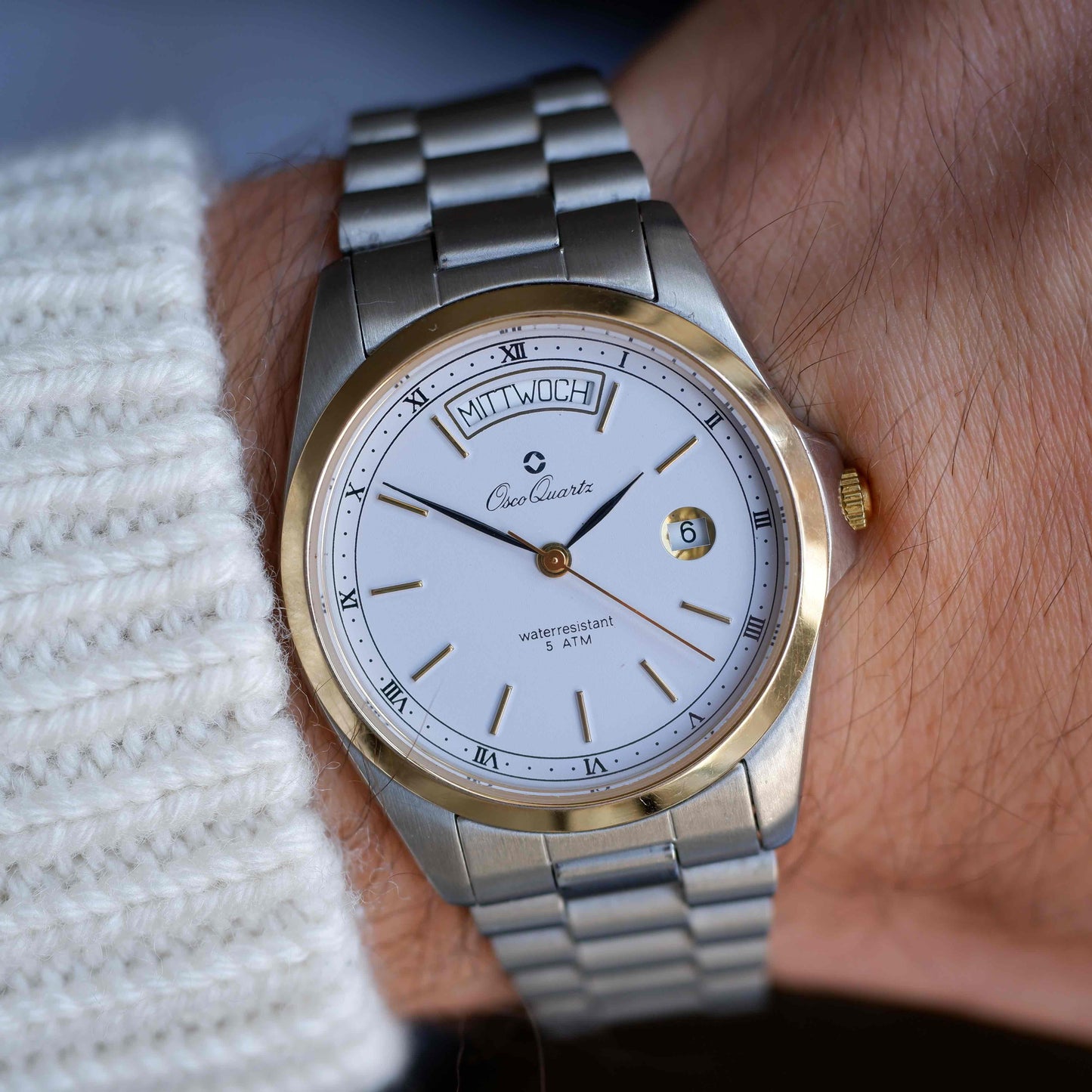 Vintage Osco Day and Date 80s Gold Two Tone Mint