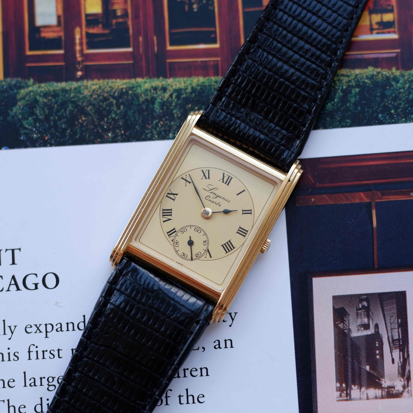 Vintage Longines Tank 150th Anniversary 80s Ultra Thin Gold Roman Dial - NOS