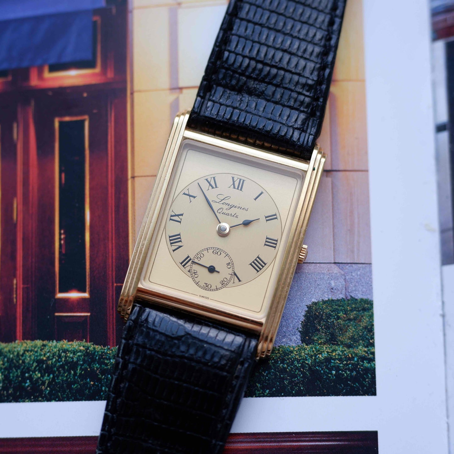 Vintage Longines Tank 150th Anniversary 80s Ultra Thin Gold Roman Dial - NOS