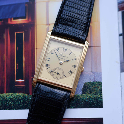 Vintage Longines Tank 150th Anniversary 80s Ultra Thin Gold Roman Dial - NOS
