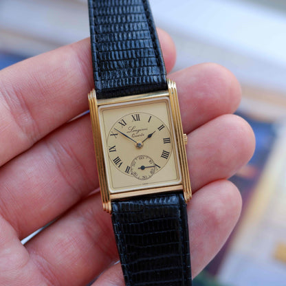 Vintage Longines Tank 150th Anniversary 80s Ultra Thin Gold Roman Dial - NOS