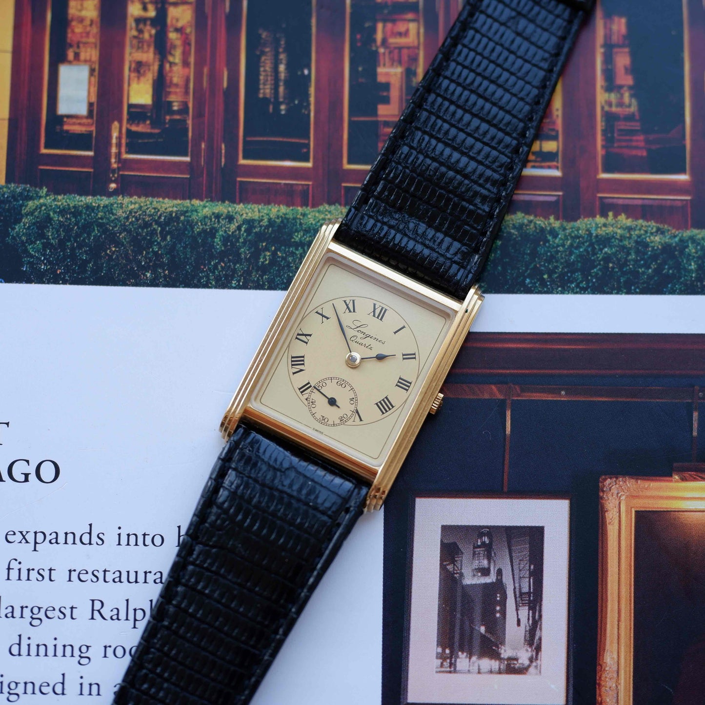 Vintage Longines Tank 150th Anniversary 80s Ultra Thin Gold Roman Dial - NOS
