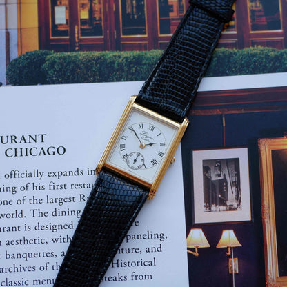 Vintage Longines Tank 150th Anniversary 80s Ultra Thin White Roman Dial - NOS