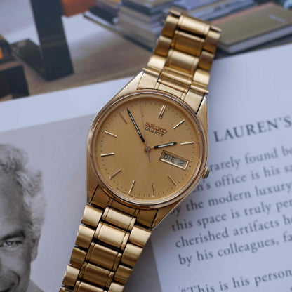 Vintage Seiko Quartz Day Date 90s with Golden Dial