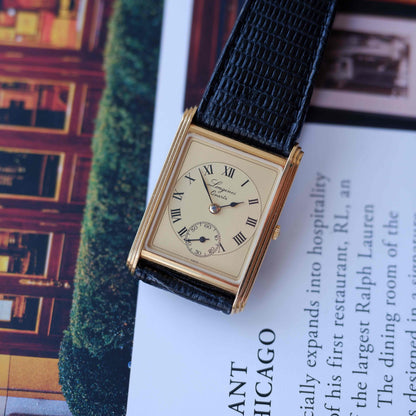Vintage Longines Tank 150th Anniversary 80s Ultra Thin Gold Roman Dial - NOS