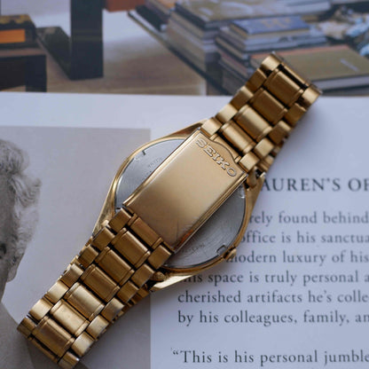 Vintage Seiko Quartz Day Date 90s with Golden Dial