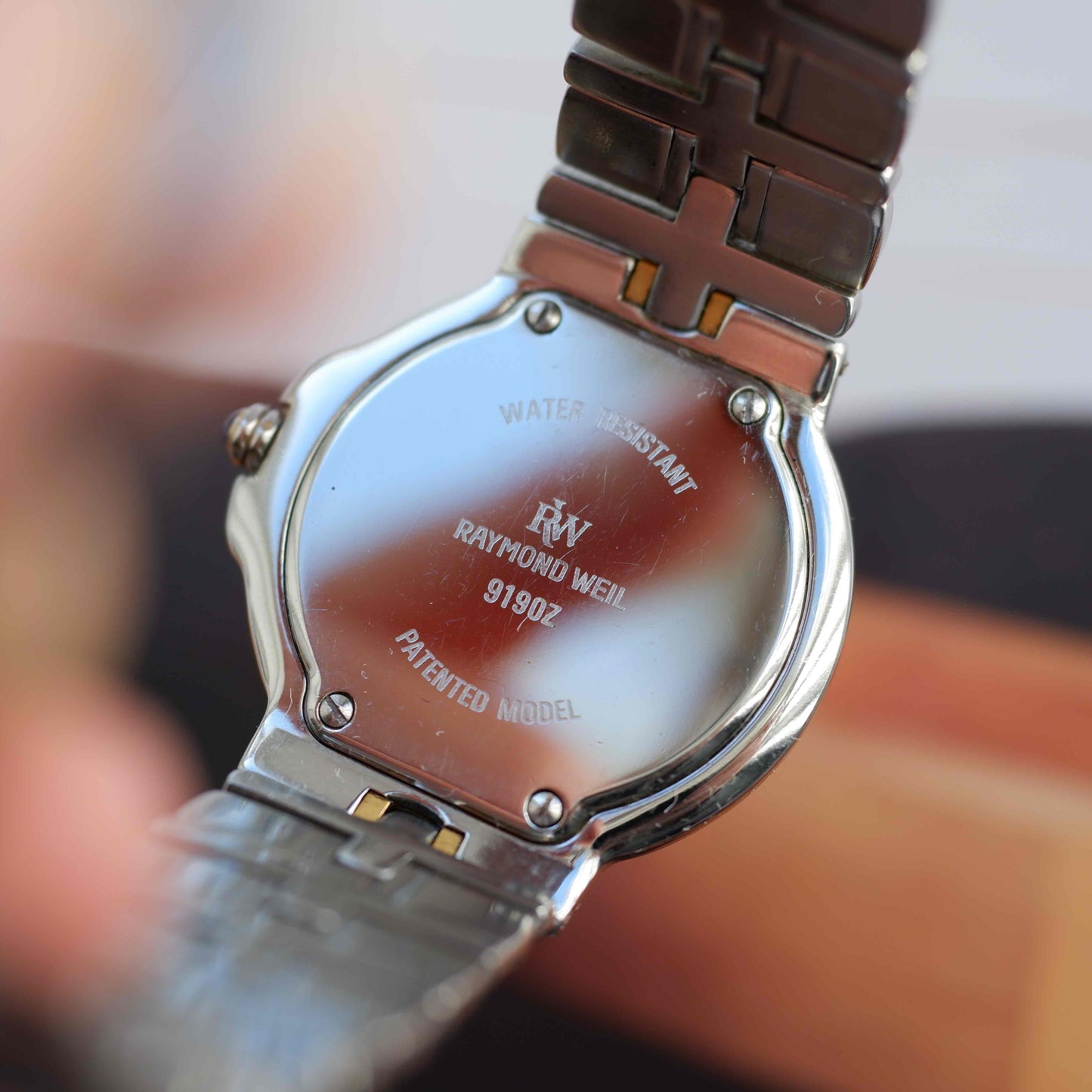 Vintage Raymond Weil Parsifal Watch Golden Two-Tone Black Diamond-Set Dial