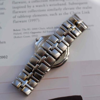 Vintage Raymond Weil Parsifal Watch Golden Two-Tone Black Diamond-Set Dial