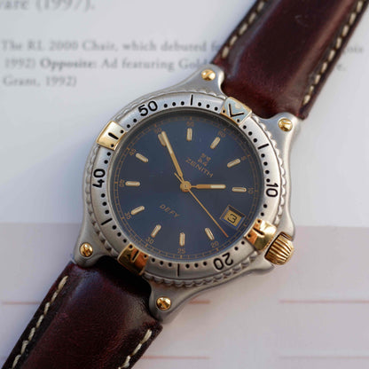 Vintage Zenith Defy Golden Blue Sunnburst Dial Two-Tone Quartz from the 90s - NOS