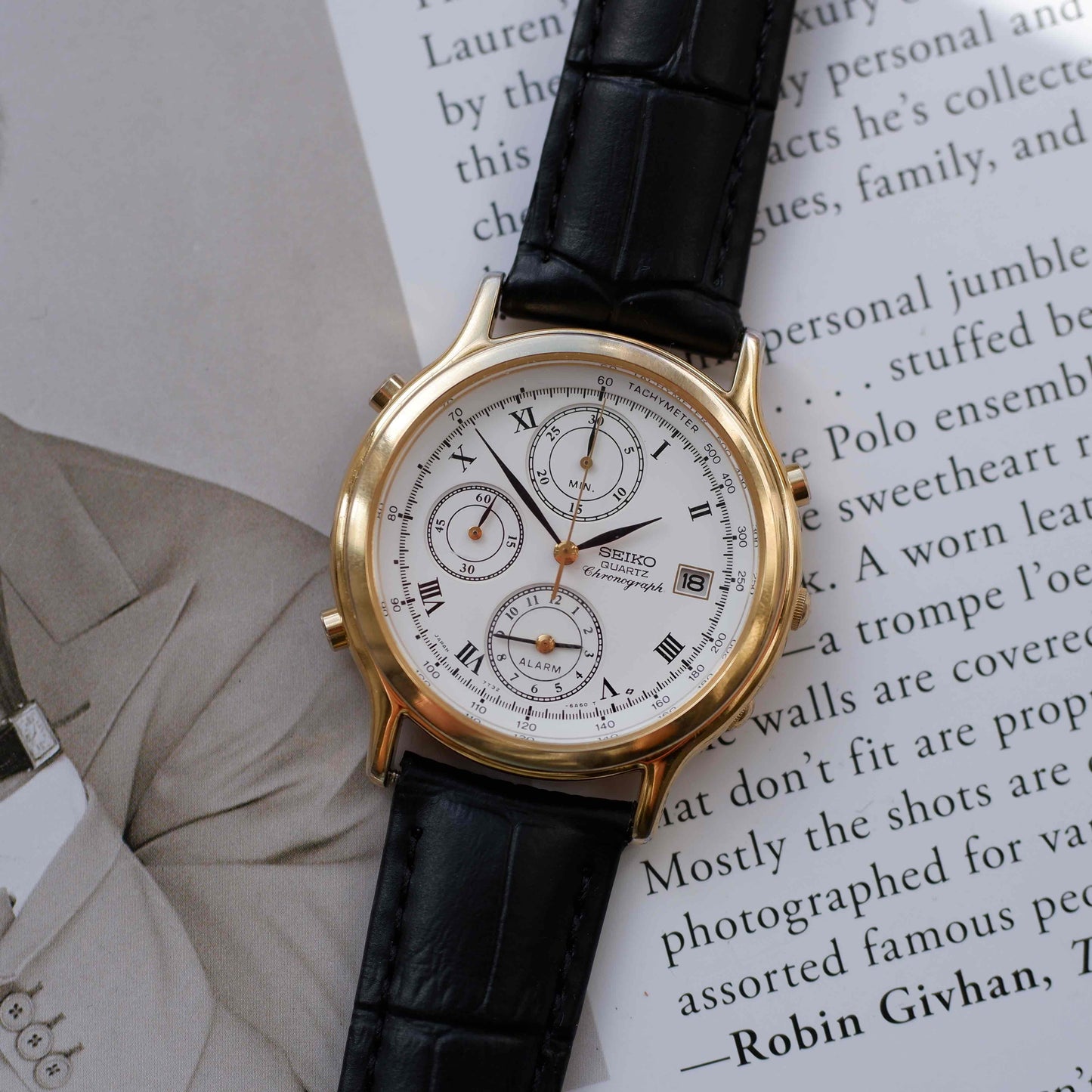 Vintage Seiko Chronograph Ref. 7T32.6A50 Alarm Quartz from the 90s