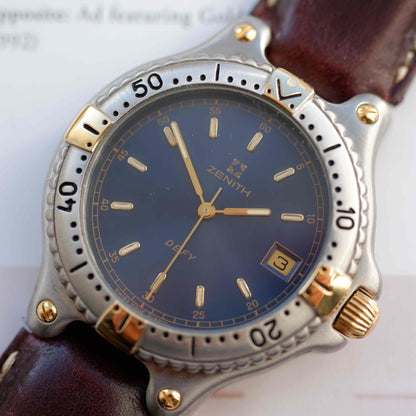 Vintage Zenith Defy Golden Blue Sunnburst Dial Two-Tone Quartz from the 90s - NOS