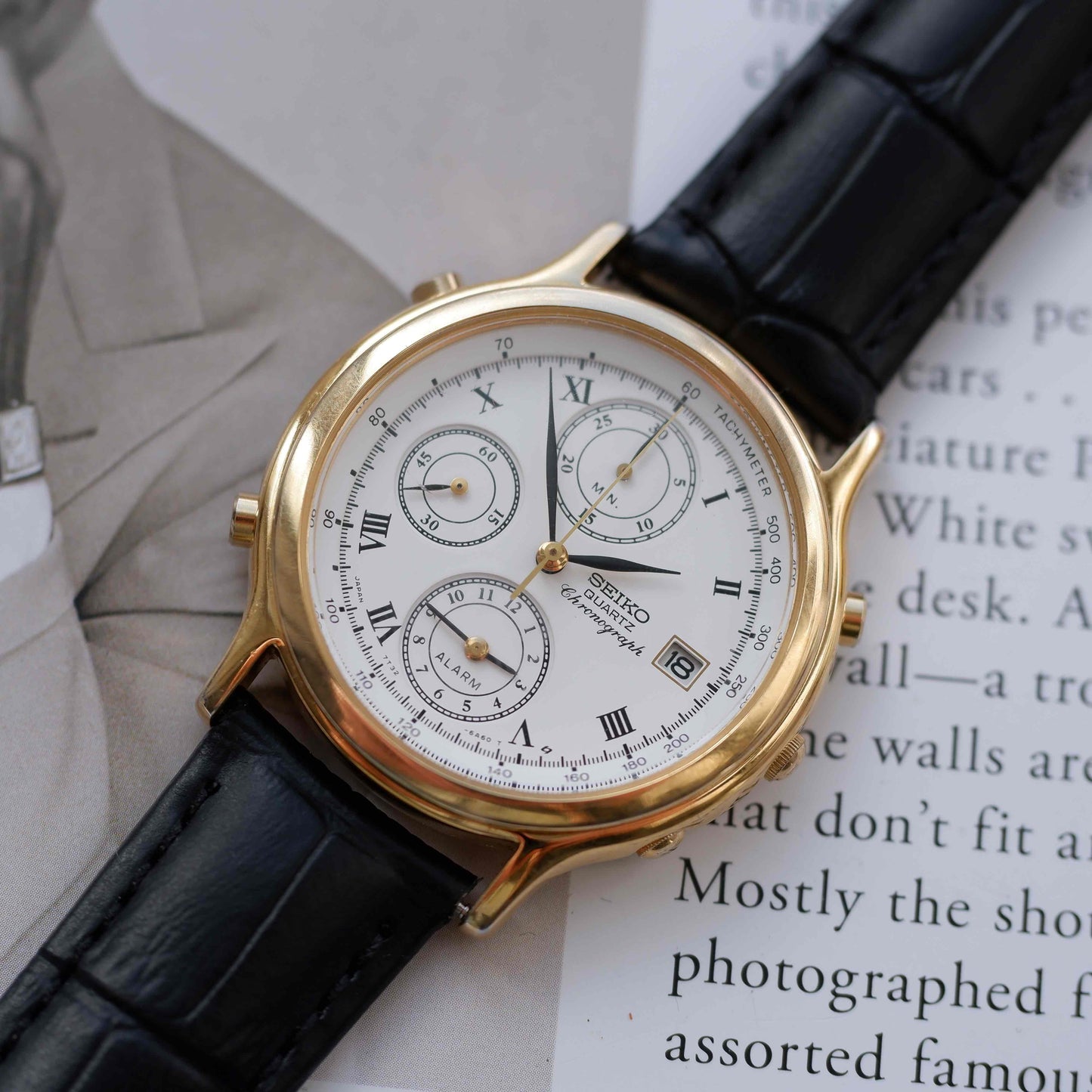 Vintage Seiko Chronograph Ref. 7T32.6A50 Alarm Quartz from the 90s