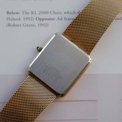 Vintage Seiko Tank Style Golden Dial Two-Tone Quartz 80s