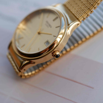 Vintage Sekonda Gold Flexi with Golden Dial Date Quartz 80s
