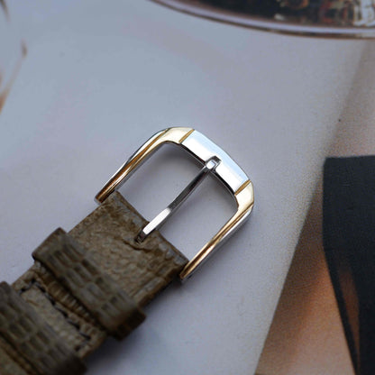 Vintage Seiko Tank Style Alarm Dress Watch 80s Two Tone Quartz MINT