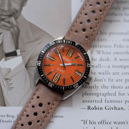 Vintage Sandoz 70s Skin Diver Automatic Orange Dial Date MINT
