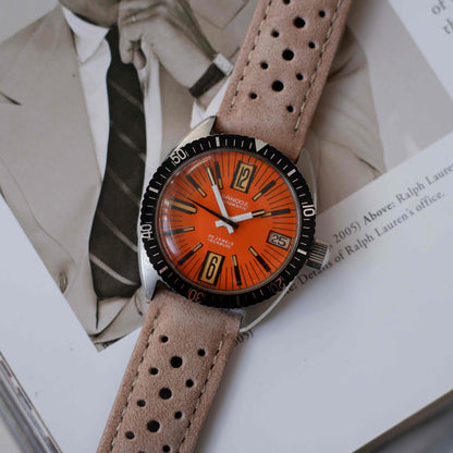 Vintage Sandoz 70s Skin Diver Automatic Orange Dial Date MINT