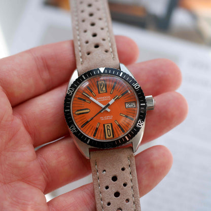 Vintage Sandoz 70s Skin Diver Automatic Orange Dial Date MINT