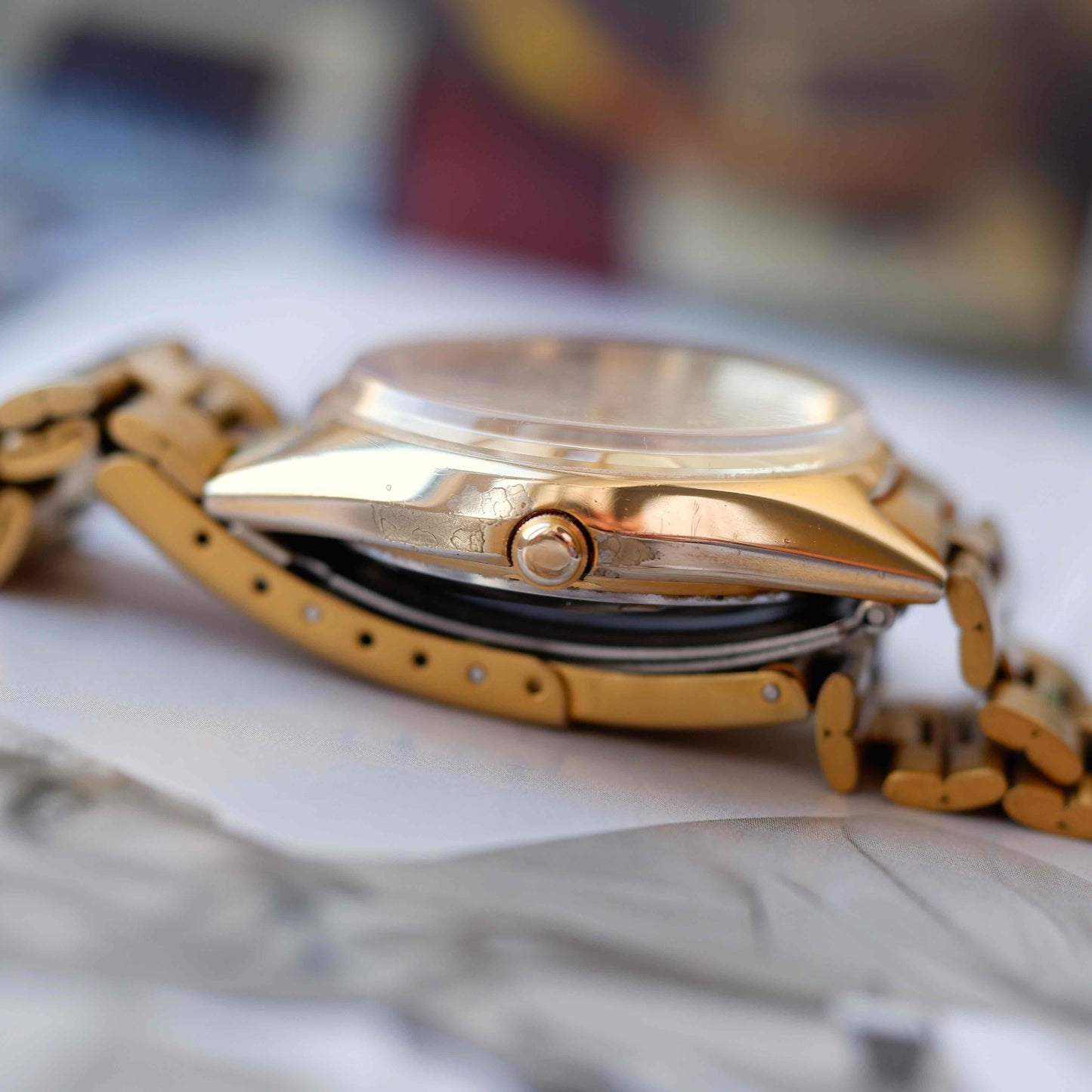 Vintage Citizen Automatic Watch 70s Golden Champagne Dial 21 Jewels Day-Date