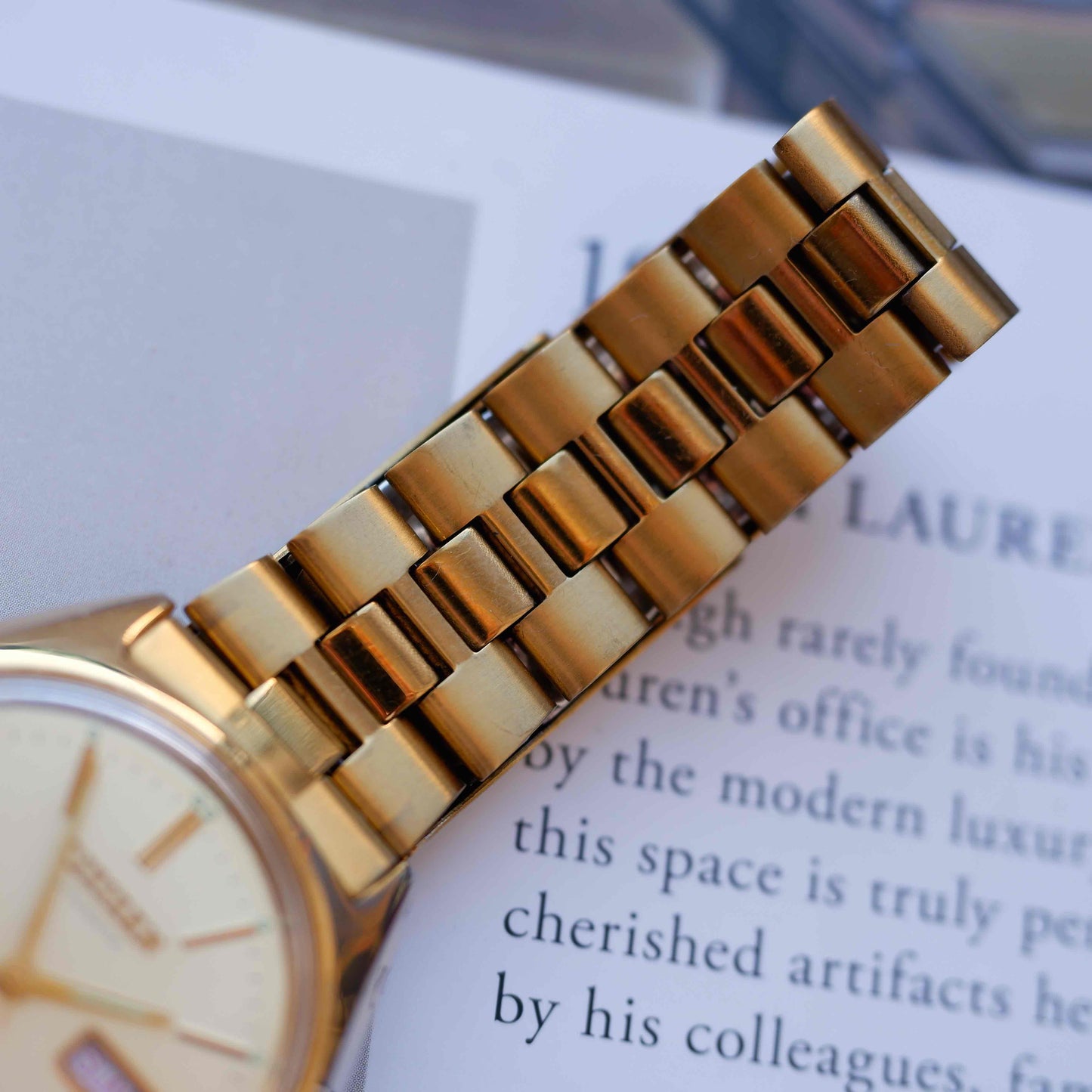 Vintage Citizen Automatic Watch 70s Golden Champagne Dial 21 Jewels Day-Date