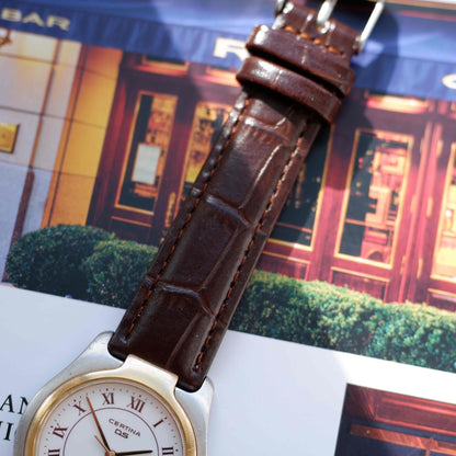 Vintage Certina DS Two Tone Watch 90s Gold Quartz Roman Dial