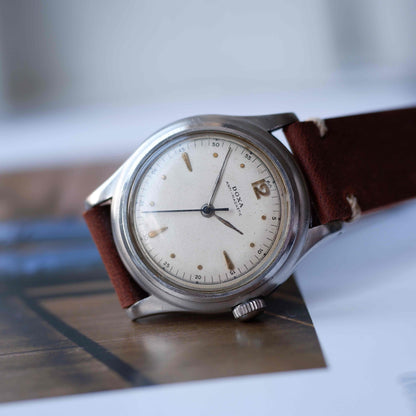 Vintage Doxa Bubble Back Automatic Bidynator 40s White Factory Dial