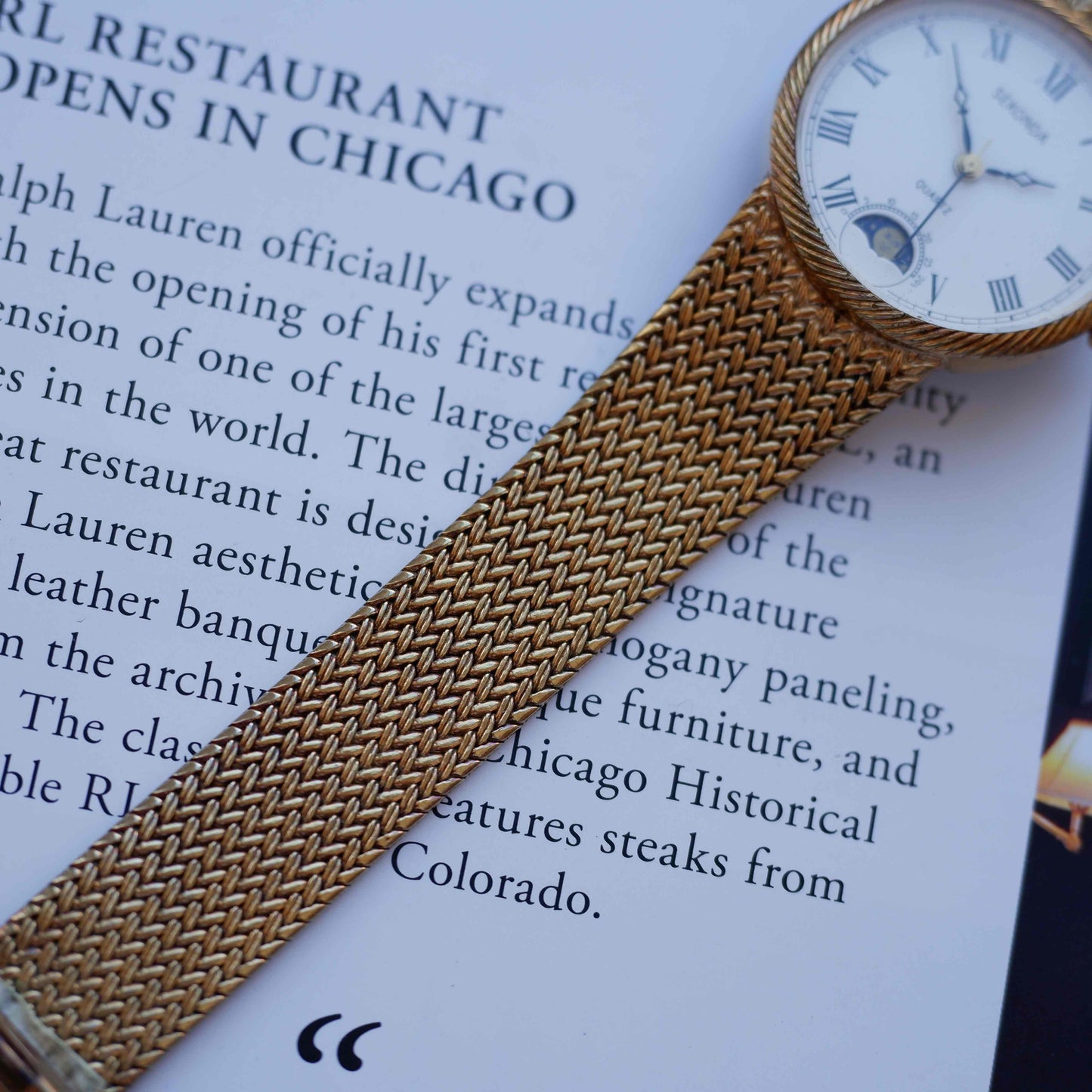 Vintage Sekonda Moon Phase Roman Dial 80s Gold Quartz