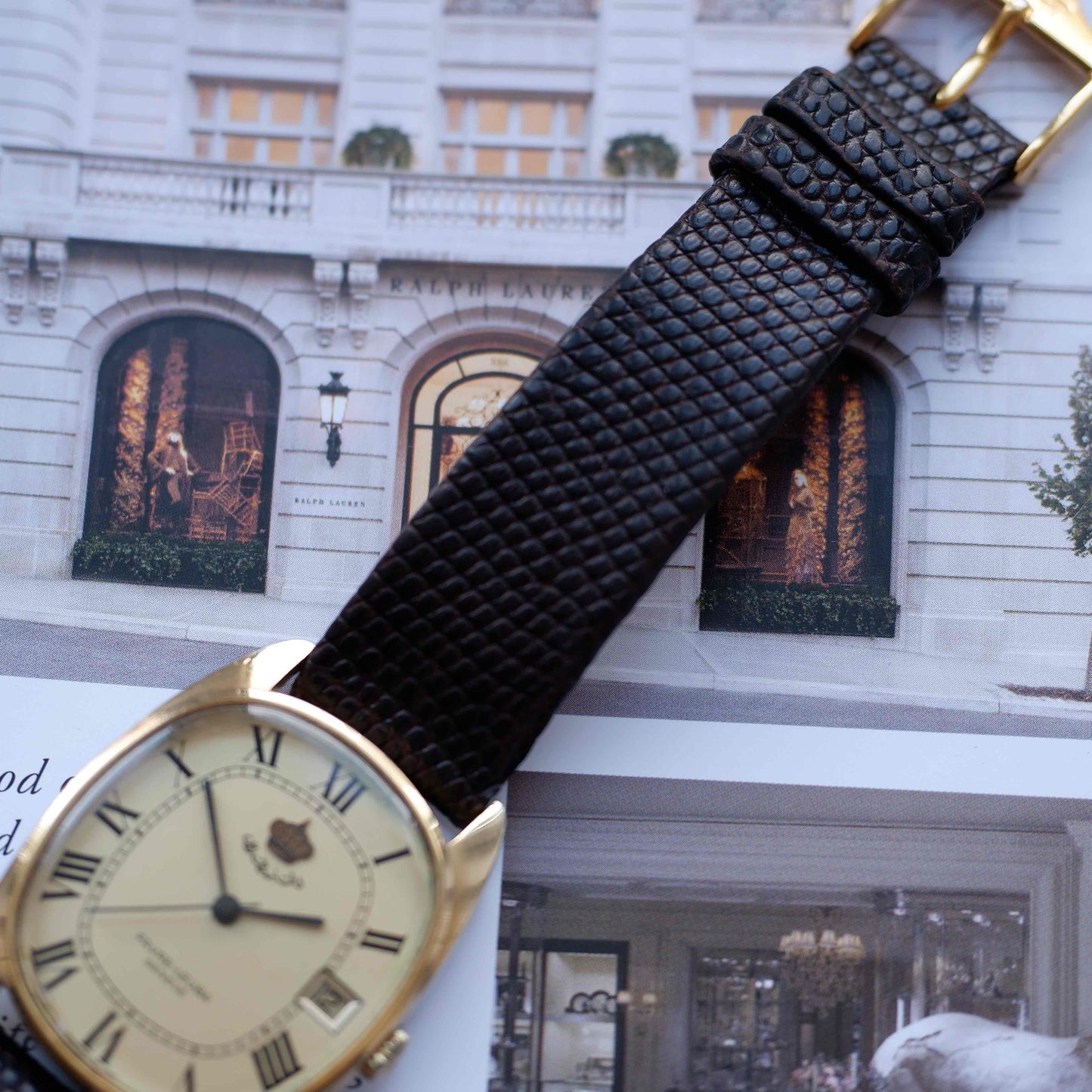 Vintage Favre Leuba King Hussein of Jordan 70s Gold Roman Dial Automatic