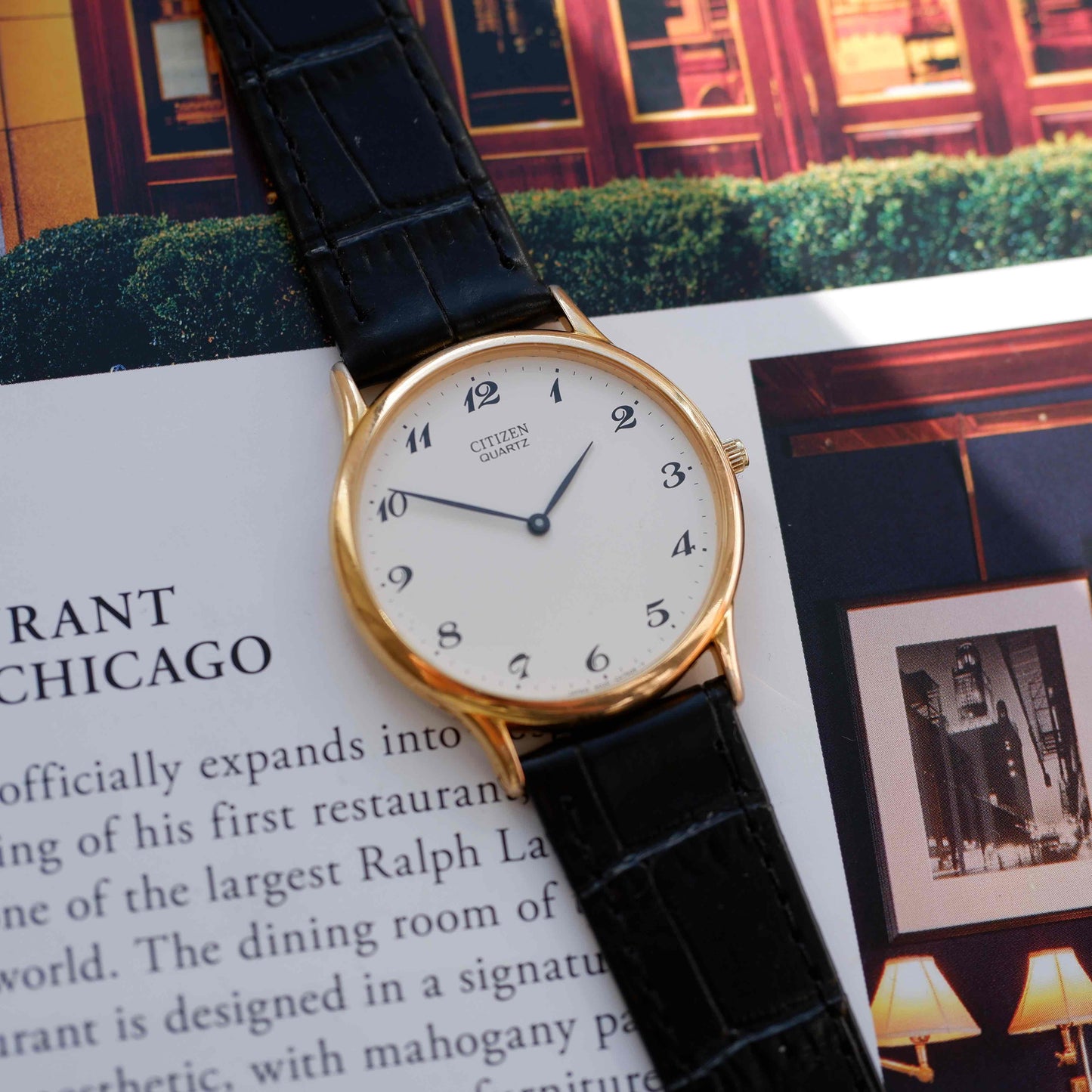 Vintage Citizen Dress Watch 90s Gold Classic Arabic Dial Quartz